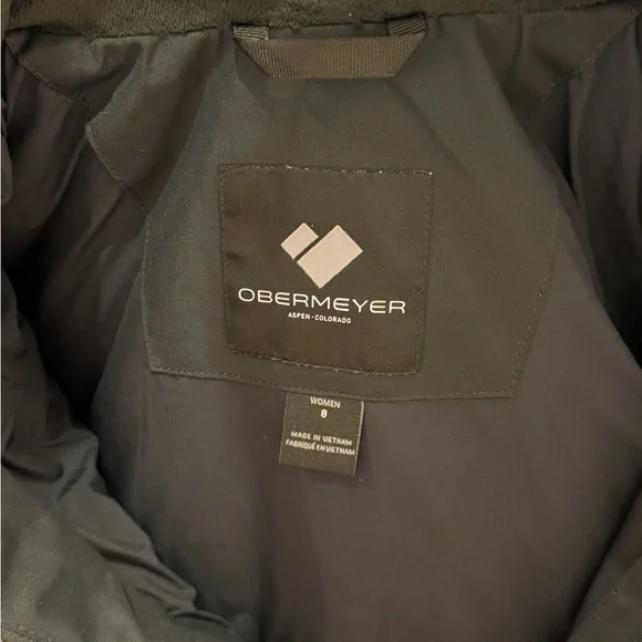 Obermeyer Black Floral Ski Jacket with Faux Fur Removable Hood Size 8 Ladies - Picture 3 of 3